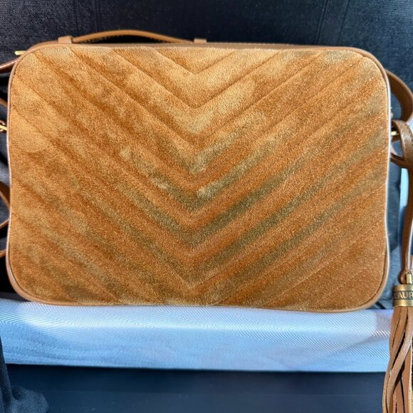 Saint Laurent Lou Camera Bag – Camel Suede with Gold Hardware - Picture 3 of 8